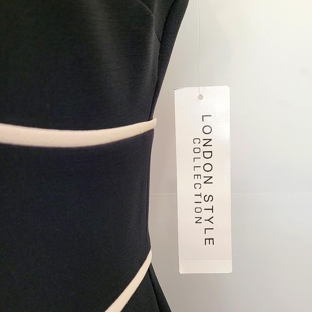 London Style Black and White Fit and Flare Dress Size 6 - Picture 6 of 7